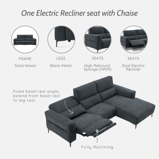 VIOLET 3 Seat Electric Recliner L-Shape Sofa L240-280 VIOLET 3 Seat Electric Recliner L-Shape Sofa L240-280